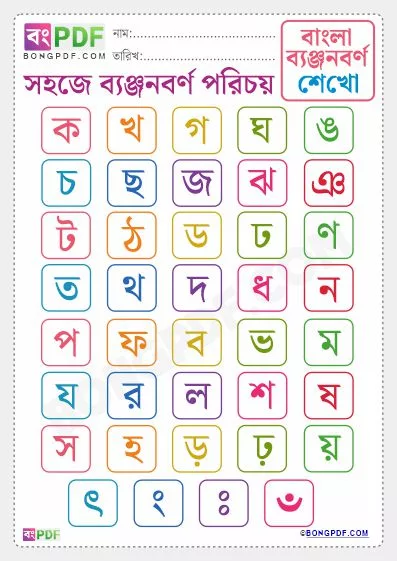 Free Learn Bengali Byanjonborno Worksheet Download