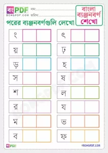 Free Write After Byanjonborno Bengali Free PDF Worksheet Download