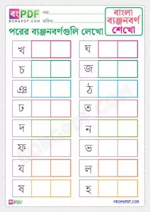 Write After Byanjonborno Free Bengali Worksheet PDF Download