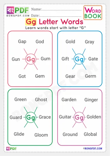 Alphabet g english words