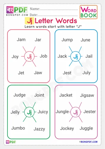 Alphabet j english words