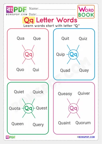 Alphabet q english words