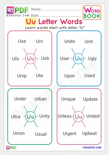 Alphabet u english words