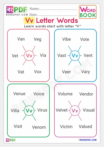 Alphabet v english words