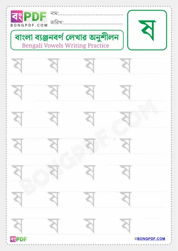 Free Learn Bengali Consonant Sho Worksheet Download