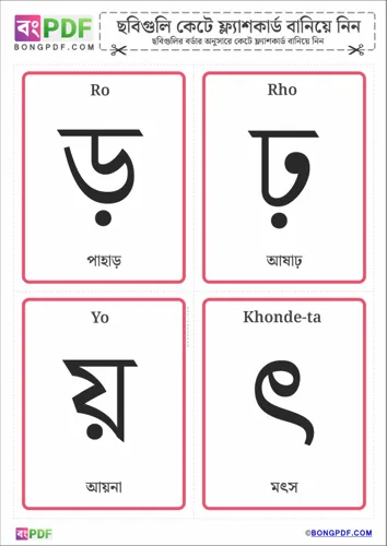 Free Learn Bengali Consonants Flashcard Worksheet Download
