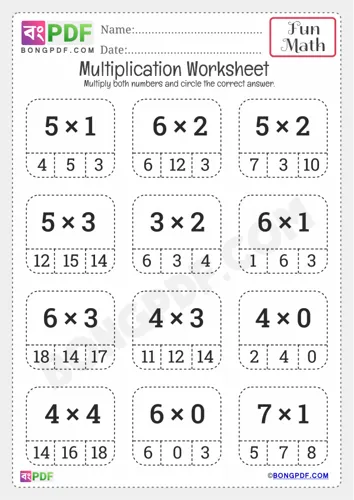 Free Learn Circle Answer Multiplication Worksheet Download