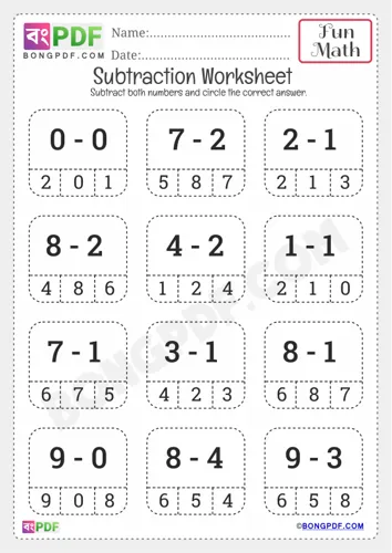 Circle answer subtraction