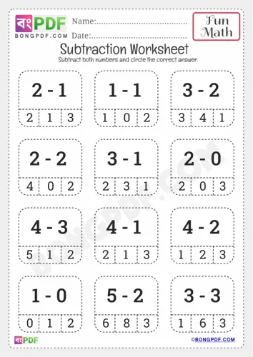 Circle Answer Subtraction
