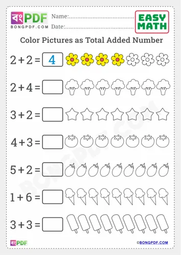 Color total added numbers english