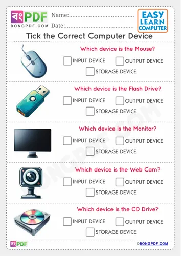 Free Learn Computer Tick Correct Device English Worksheet Download