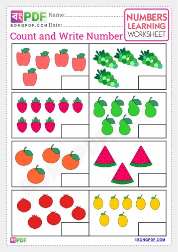 Free Learn Count And Write English Numbers Worksheet Download