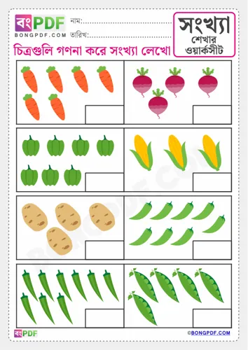 Free Learn Count Objects And Write Bengali Numbers Worksheet Download