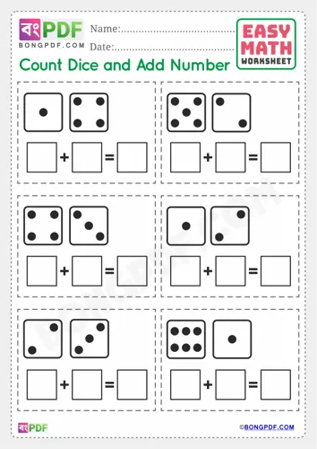 Dice Addition Worksheets