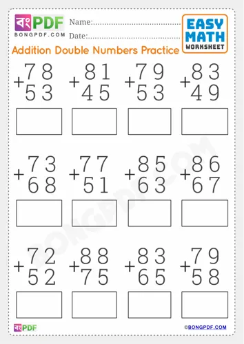 Free Learn Double Numbers Addition English Worksheet Download