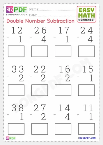 Double numbers subtraction english