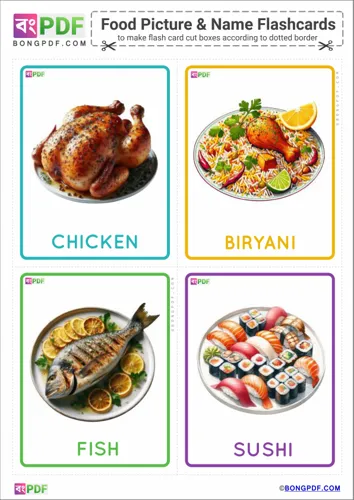 Free Learn English Food Pictures Flashcards Worksheet Download
