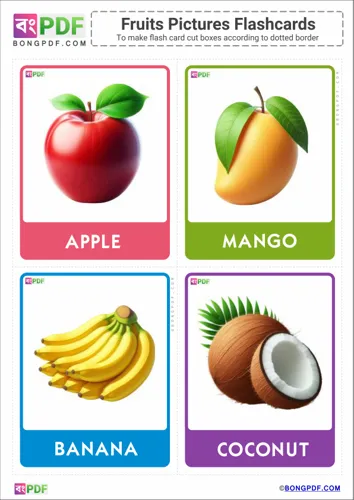 English fruits pictures flashcards