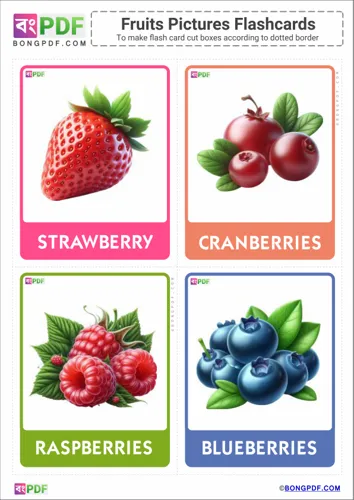 Free Learn English Fruits Pictures Flashcards Worksheet Download