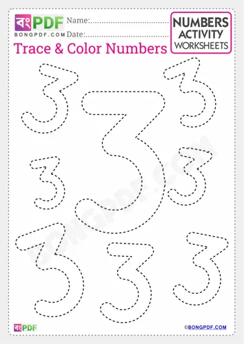Free Learn English Number Tracing Worksheet Download