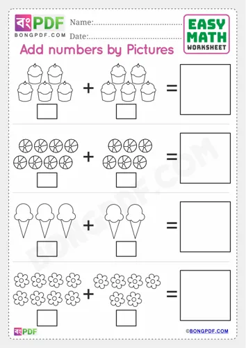 English Numbers Pictures Addition