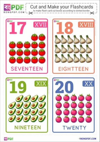 Free Learn English Numbers Pictures Flashcards Worksheet Download