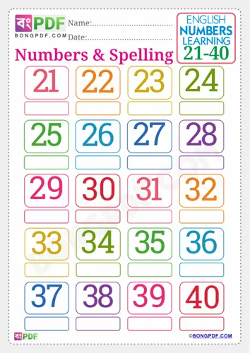 Free Learn English Numbers Spellings To Worksheet Download