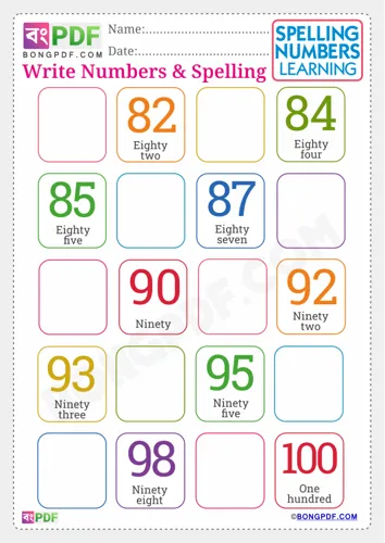Free Learn English Numbers Spellings To Worksheet Download