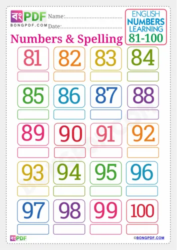 Free Learn English Numbers Spellings To Worksheet Download