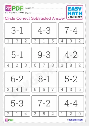 English Numbers Subtraction