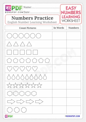 Free Learn English Numbers Worksheet Download