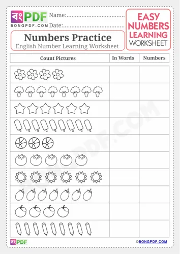 English Numbers Writing Learning