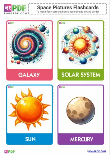 English space pictures flashcards