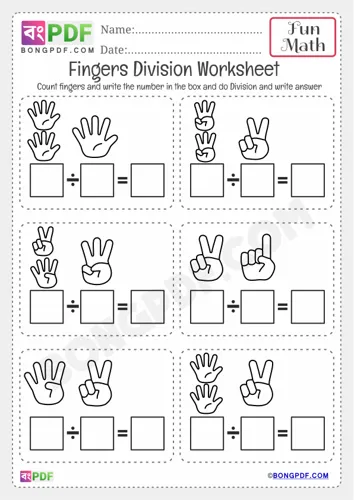 Fingers Division Worksheets