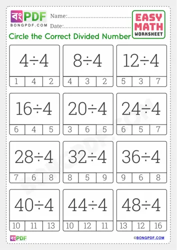 Free Learn English Division And Circle Answer Worksheet Download