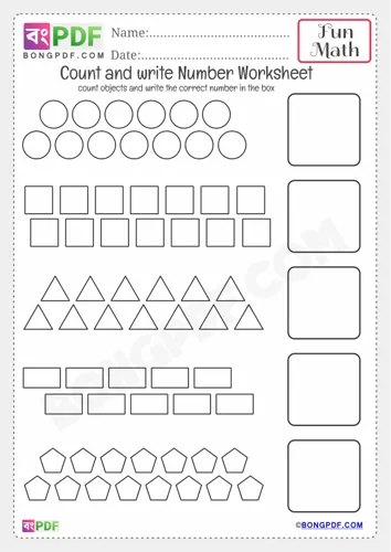 Kindergarten Counting Numbers Worksheets