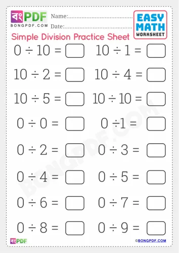Free Learn Simple English Division Worksheet Download