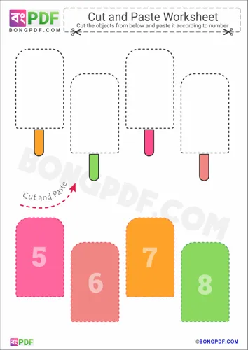 Free Learn Ice Cream Stick Cut And Paste Worksheet Download