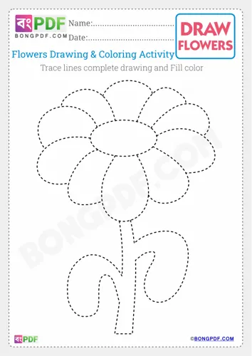 Kids Flowers Drawing Worksheets