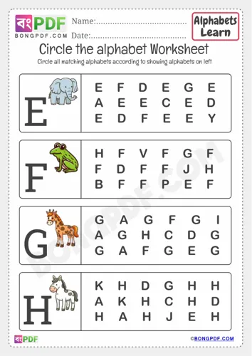 Free Learn Kindergarten Circle Capital Alphabet Worksheet Download