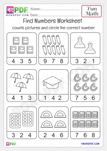 Free Learn Kindergarten Circle Correct Number Worksheet Download
