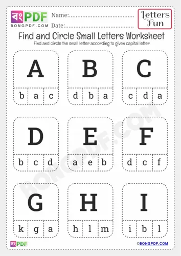 Free Learn Kindergarten Find The Small Letters Worksheet Download