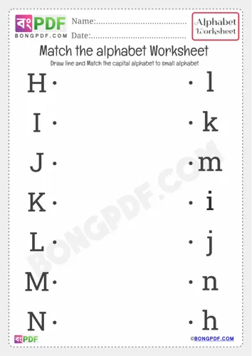 Free Learn Kindergarten Match The Alphabet Worksheet Download