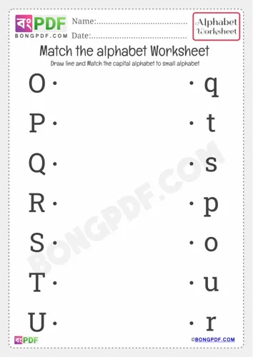 Free Learn Kindergarten Match The Alphabet Worksheet Download