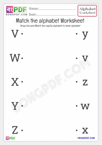 Free Learn Kindergarten Match The Alphabet Worksheet Download