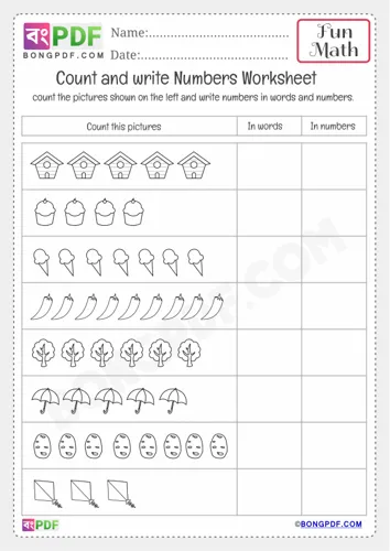 Free Learn Kindergarten Numbers Worksheet Download