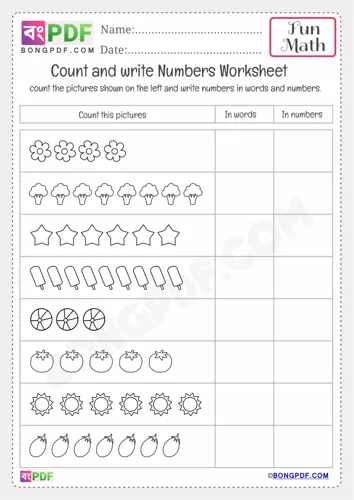Free Learn Kindergarten Numbers Worksheet Download