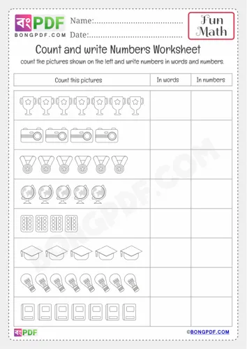Free Learn Kindergarten Numbers Worksheet Download