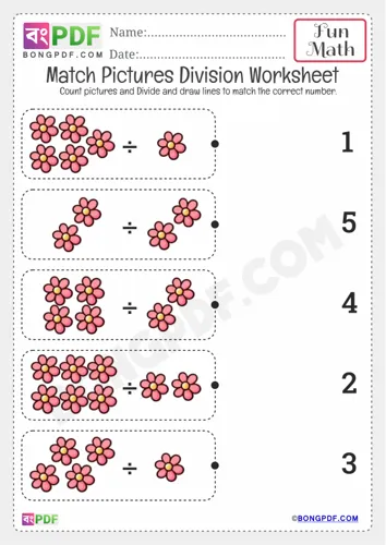 Free Learn Match Pictures Division Worksheet Download