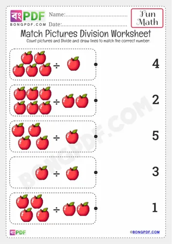 Free Learn Match Pictures Division Worksheet Download